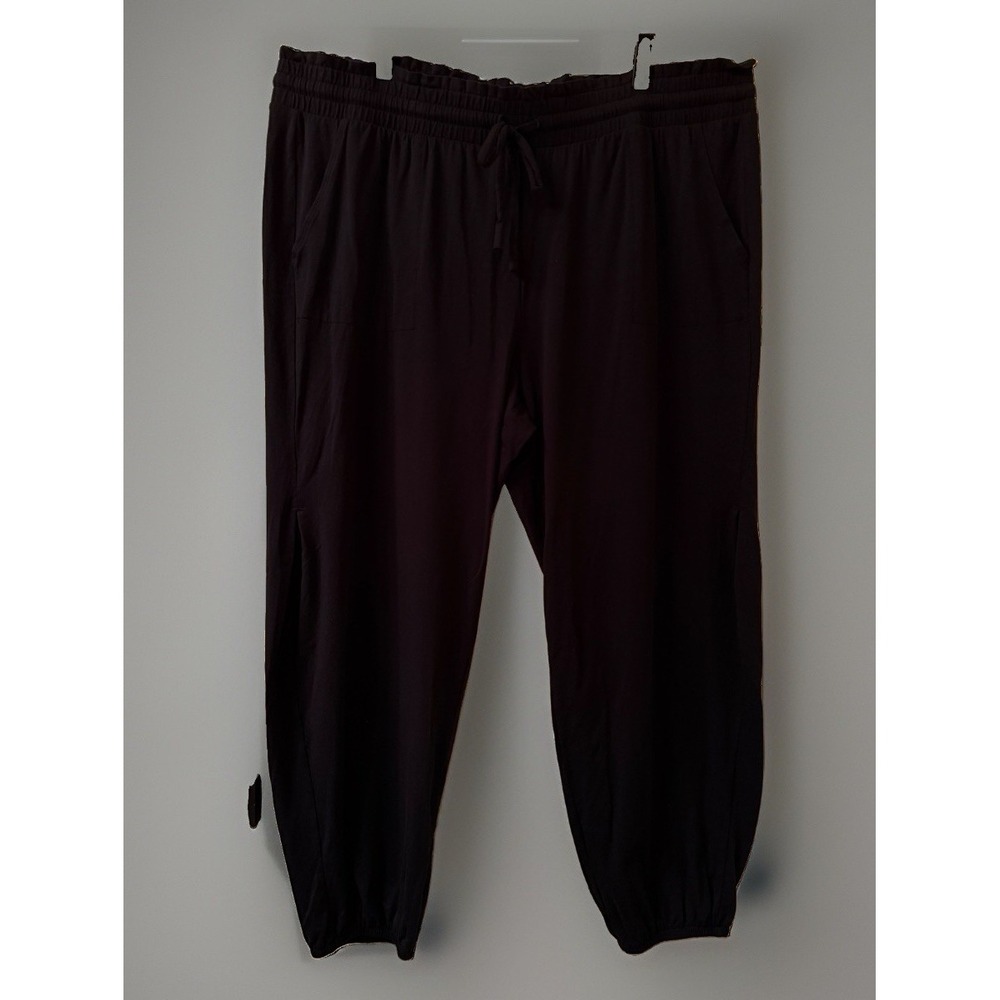 AnyBody Cozy Knit Jogger Pants Women's XL Black Drawstring Elastic Waist Crop